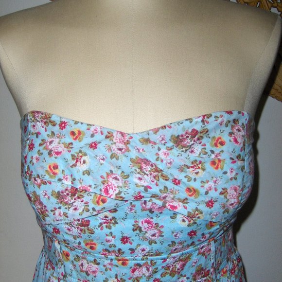 DEB Strapless Blue Floral Dress Juniors 13 - Picture 12 of 12